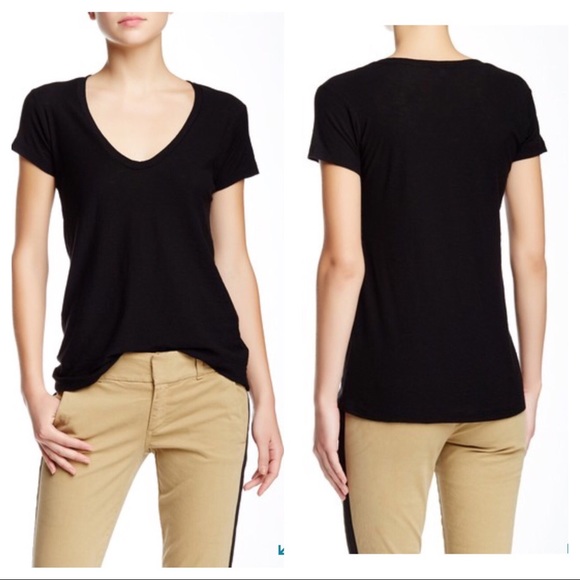 James Perse Tops - NWOT James Perse Deep V-Neck Tee Black Size 3